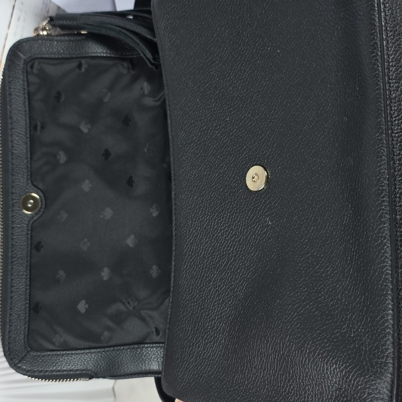 KATE SPADE BLACK PEBBLED LEATHER FLAP SHOULDER‎ CRPSSBODY BAG GUC - Picture 6 of 9